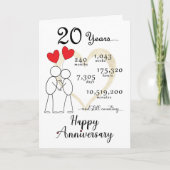 ２０周年結婚記念日カード　ハート風船付き サンキューカード (正面)