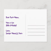 ２０歳の誕生日おめでとう：楽しいスターパターン、虹２０、名前 ポストカード (裏面)