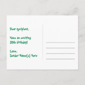 ２０歳の誕生日 – 楽しい花火模様 + 虹２０ ポストカード (裏面)