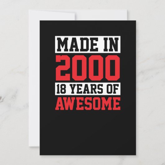 ２０００年生まれ、１８年間のすごい誕生日 招待状 (正面)