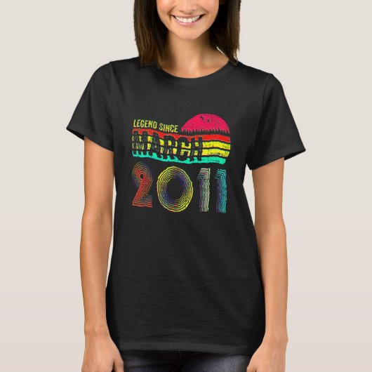 2011年3月20日に生まれた11歳のレトロな誕生日おめでとう レジェンド Tシャツ (正面)