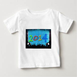 2014年新年オフィス街パーティーカラフル楽しいアート ベビーTシャツ