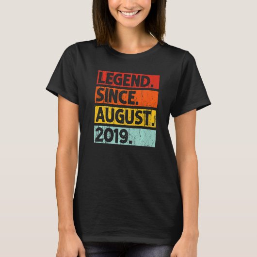 2019年8月生まれの伝説 ヴィンテージ3歳 3才の誕生日 Tシャツ (正面)