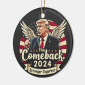2024年最大の逆転劇 強く団結 トランプ大統領再選支持グッズ セラミックオーナメント (左)