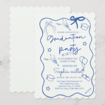 ２０２５年　クラス　卒業パーティー　レトロ　招待状　　ユーモラス