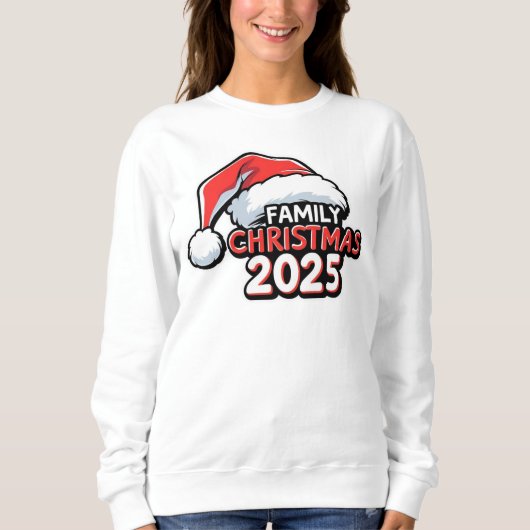 2025年 家族クリスマスサンタ帽子 スウェットシャツ (正面)