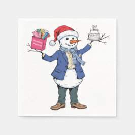 2026年クリスマスの雪だるまイベントオーガナイザー ホリデー スタンダードカクテルナプキン