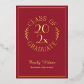 ２０２６年卒業パーティー　マルーンとゴールド 箔招待状 (正面)