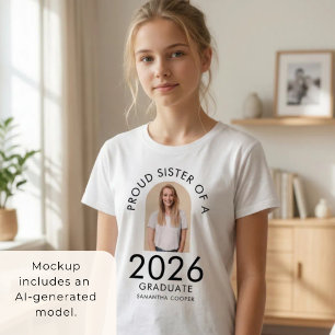 2026年卒業 妹・姉妹を誇りに思うモダンなアーチフォト Tシャツ