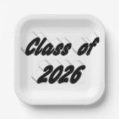 2026年卒業 黒タイポグラフィー卒業式 ペーパープレート (正面)