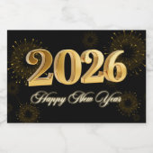 2026年大晦日パーティー ゴールドラメ スパークリングワインラベル (シングルラベル)