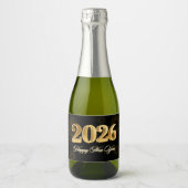 2026年大晦日パーティー ゴールドラメ スパークリングワインラベル (正面)