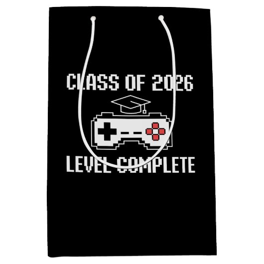 ２０２６年度卒業おめでとう ゲーミング クラスTシャツ ミディアムペーパーバッグ (正面)