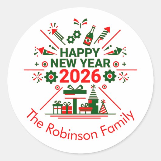 ２０２６年新年おめでとうございます ラウンドシール (正面)