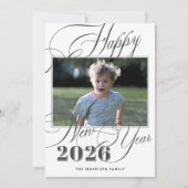 ２０２６年新年おめでとうモダンでエレガントな写真 シーズンカード (正面)