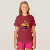 ２０２６年新年おめでとう女の子のＴシャツ Tシャツ (正面フル)