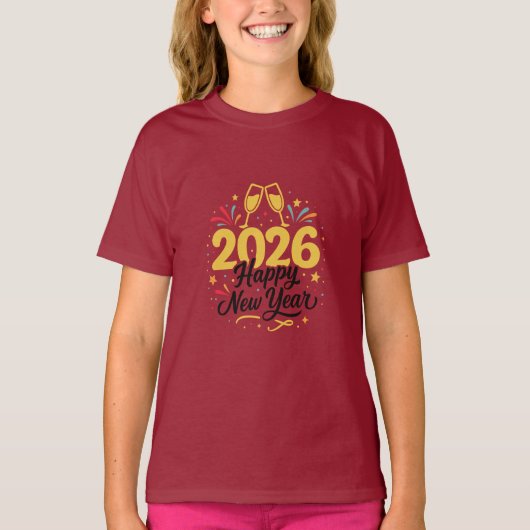 ２０２６年新年おめでとう女の子のＴシャツ Tシャツ (正面)