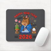 ２０２６年新年おめでとう かわいい馬の和風のお祝い マウスパッド (マウス)