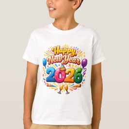 2026年新年おめでとう – 花火でお祝い Tシャツ