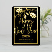 ２０２６年新年おめでとう、赤いリボン 箔シーズンカード (立ち正面)