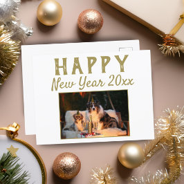 2026年新年スクリプト犬の写真ホリデー シーズンポストカード