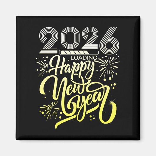 2026年新年花火が打ち上がる新年 マグネット (正面)