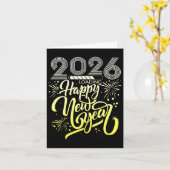 ２０２６年新年花火カウントダウン新年 カード (黄色い花)