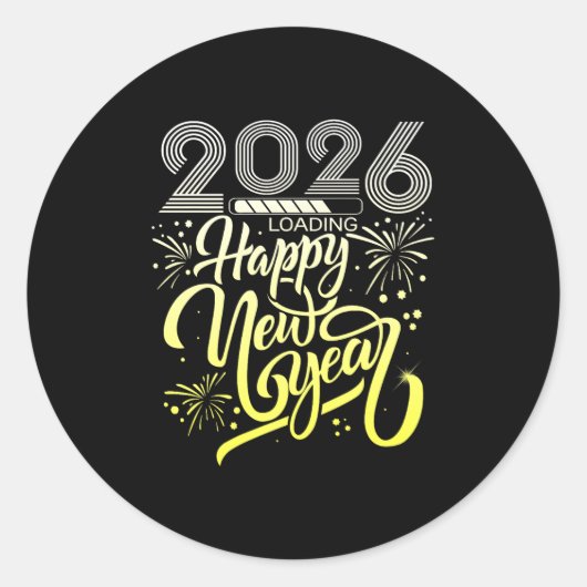 2026年新年花火カウントダウン新年 ラウンドシール (正面)
