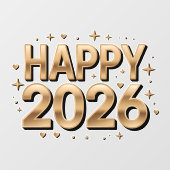 2026年新年 ゴールドのタイポグラフィ ウィンドウサイン (シート)