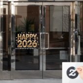 2026年新年 ゴールドのタイポグラフィ ウィンドウサイン (オフィスドア)
