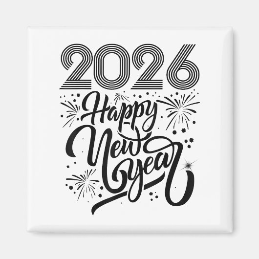 2026年謹賀新年+花火 マグネット (正面)