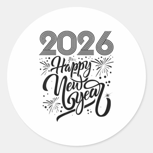 2026年謹賀新年+花火 ラウンドシール (正面)