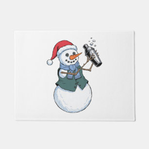 ２０２６年雪だるまバーテンダークリスマスホリデーカクテル ドアマット