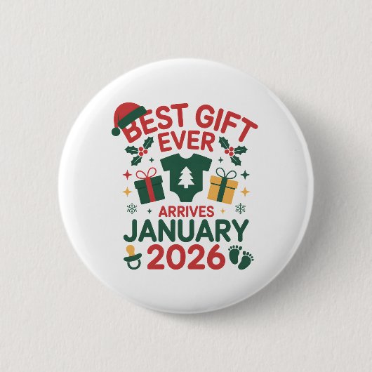 ２０２６年１月クリスマスの最高の贈り物　カップル 缶バッジ (正面)