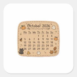 ２０２６年１０月カレンダーステッカー｜ハロウィン スクエアシール