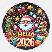 ２０２６年 サンタ クリスマス 新年 ラウンドシール (正面)