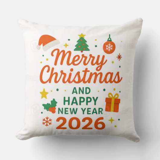 2026年 メリークリスマス&ハッピーニューイヤー クッション (正面)