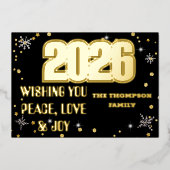 ２０２６年　レトロリボン　赤　年賀状 箔シーズンカード (正面)