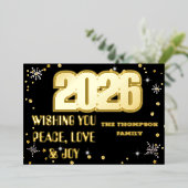 ２０２６年　レトロリボン　赤　年賀状 箔シーズンカード (立ち正面)