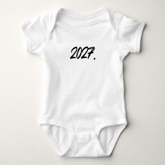 2027年ペイントインクブラシタイポグラフィ ベビーボディスーツ (正面)