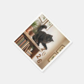 ２０２７年新年 遊び心のある猫 スタンダードカクテルナプキン (角)