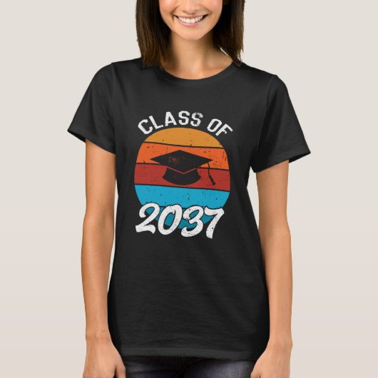 2037年卒園 幼稚園卒園式ギフト女の子用 Tシャツ (正面)