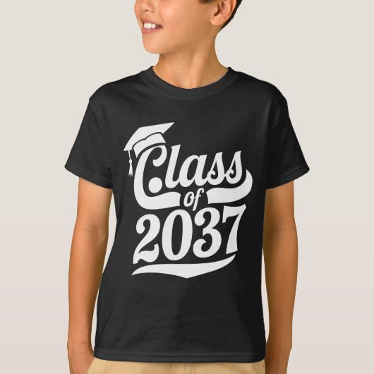 2037年卒業おめでとう 成長しよう Tシャツ (正面)