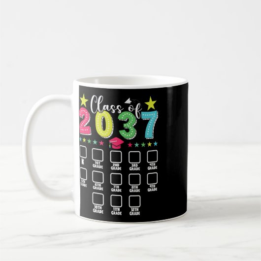 2037年卒業チェックリスト 幼稚園~高校12年生 コーヒーマグカップ (左)