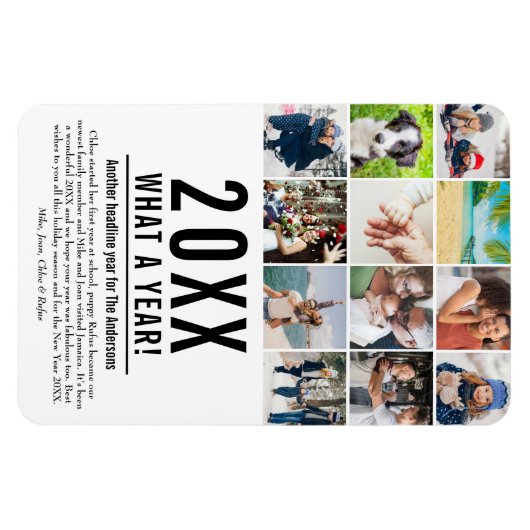 ２０ＸＸ年　今年の振り返り　１２枚の写真で見るホリデーシーズン マグネット (横)