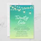 21歳の誕生日おめでとう ライト 水彩 海ガラス 招待状 (正面)
