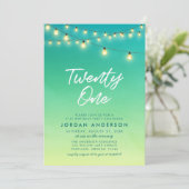 21歳の誕生日おめでとう ライト 水彩 海ガラス 招待状 (スタンド正面)