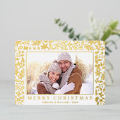 ２ フォト エレガント クリスマス フォリアージ ゴールド 箔シーズンカード (立ち正面)