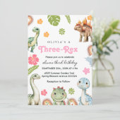 3さいの恐竜の誕生日パーティーの特別な招待客はレックスちゃんです 招待状 (スタンド正面)