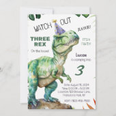 ３さいの　Ｔ．ＲＥＸ恐竜の誕生日パーティーへようこそ 招待状 (正面)
